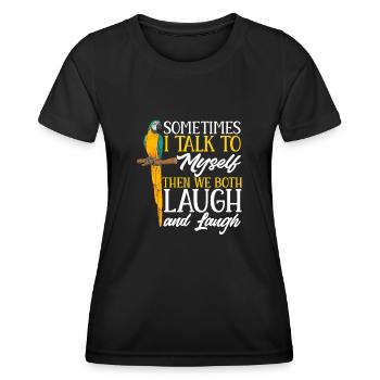 Gelbbrustara Papagei Blue And Yellow Macaw - Frauen Funktions-T-Shirt - Schwarz - Vorne - AI Model Female 172 light (172cm)