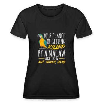 Gelbbrustara Papagei Blue And Yellow Macaw - Frauen Funktions-T-Shirt - Schwarz - Vorne - AI Model Female 172 light (172cm)