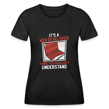 Web Developer Web Developer Funny - Women's Functional T-Shirt - black - Front - AI Model Female 172 light (172cm)