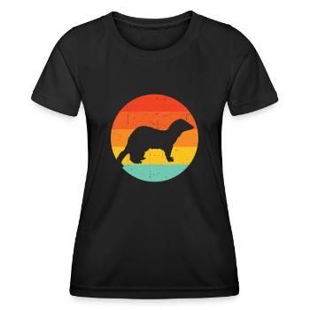 Sunset Weasel Retro Ferret Animal Vintage - Women's Functional T-Shirt - black - Front - AI Model Female 172 light (172cm)