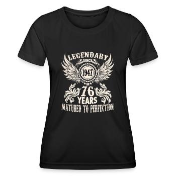 Legend 76 years birthday shirt sayings men - Women's Functional T-Shirt - black - Front - AI Model Female 172 light (172cm)
