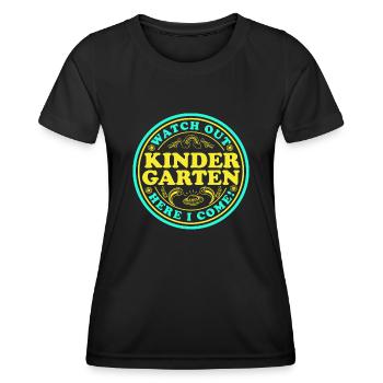 Kindergarten Kindergärtner Lehrer Regenbogenfarben - Frauen Funktions-T-Shirt - Schwarz - Vorne - AI Model Female 172 light (172cm)