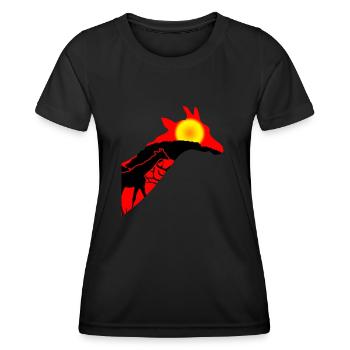 Giraffe in the sunset Giraffes - Women's Functional T-Shirt - black - Front - AI Model Female 172 light (172cm)