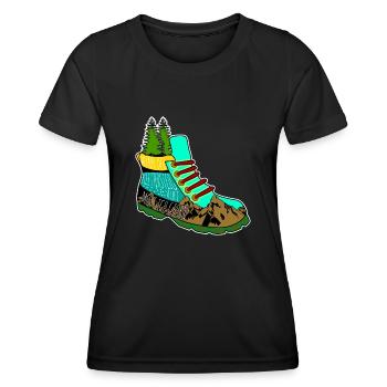via ferrata mountain hiking mountain hiking - Women's Functional T-Shirt - black - Front - AI Model Female 172 light (172cm)