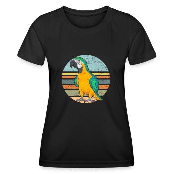 Gelbbrustara Papagei Blue And Yellow Macaw - Frauen Funktions-T-Shirt - Schwarz - Vorne - AI Model Female 172 light (172cm)