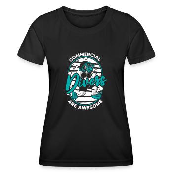 Plongeur plongeur commercial Plongée - T-shirt sport Femme - noir - Devant - AI Model Female 172 light (172cm)