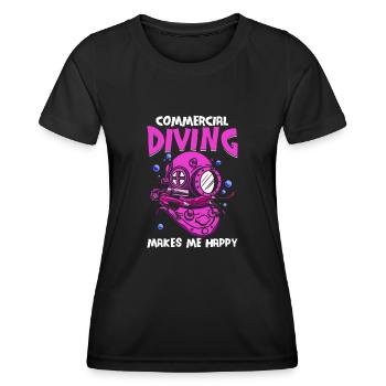Plongeur plongeur commercial Plongée - T-shirt sport Femme - noir - Devant - AI Model Female 172 light (172cm)