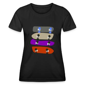 Longboard Skateboard Longboarder - Women's Functional T-Shirt - black - Front - AI Model Female 172 light (172cm)