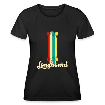 Longboard Longboarding Retro Longboarder - T-shirt sport Femme - noir - Devant - AI Model Female 172 light (172cm)