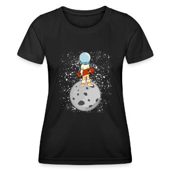 Longboarder Mond Astronaut Longboard - Frauen Funktions-T-Shirt - Schwarz - Vorne - AI Model Female 172 light (172cm)