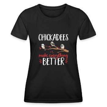 Observation des oiseaux mésanges - T-shirt sport Femme - noir - Devant - AI Model Female 172 light (172cm)