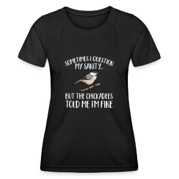 Observation des oiseaux mésanges - T-shirt sport Femme - noir - Devant - AI Model Female 172 light (172cm)