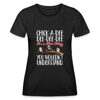 Observation des oiseaux mésanges - T-shirt sport Femme - noir - Devant - AI Model Female 172 light (172cm)