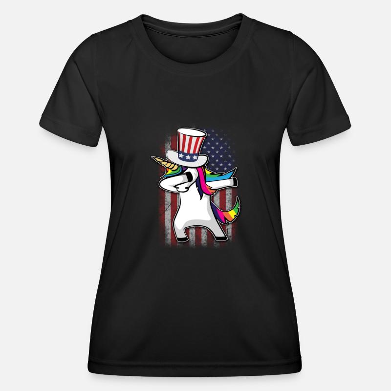 July 4th Dabbing Unicorn America - Women's Functional T-Shirt - black