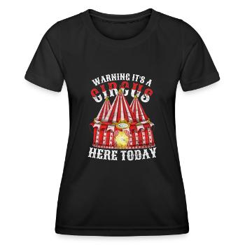 Achtung hier ist heute ein Zirkus Lustiges Zirkus - Frauen Funktions-T-Shirt - Schwarz - Vorne - AI Model Female 172 light (172cm)