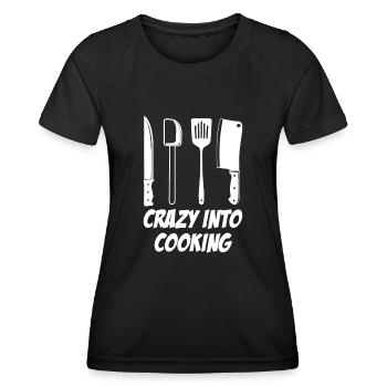 Couteau de chef cuisinier Chef de cuisine - T-shirt sport Femme - noir - Devant - AI Model Female 172 light (172cm)