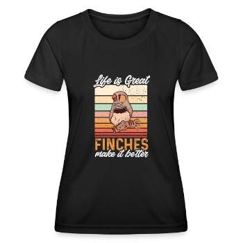 Zebra Finches Birds Zebra Finches - Women's Functional T-Shirt - black - Front - AI Model Female 172 light (172cm)
