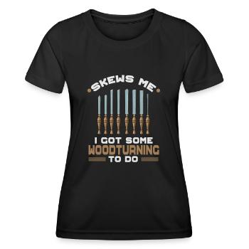Tour à bois tournante - T-shirt sport Femme - noir - Devant - AI Model Female 172 light (172cm)