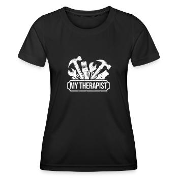 Mein Therapeut Mechaniker Reparateur Reparatur - Frauen Funktions-T-Shirt - Schwarz - Vorne - AI Model Female 172 light (172cm)