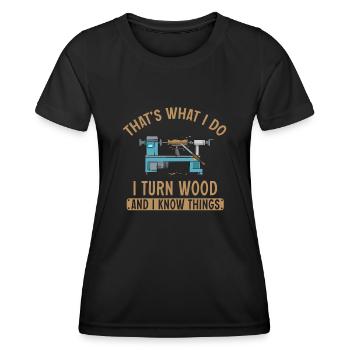 Tour à bois tournante - T-shirt sport Femme - noir - Devant - AI Model Female 172 light (172cm)