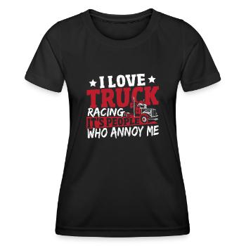 J’adore les courses de camions Ce sont les gens qui - T-shirt sport Femme - noir - Devant - AI Model Female 172 light (172cm)