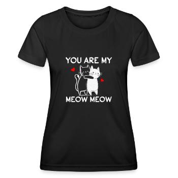 Tu es mon miaou miaou - T-shirt sport Femme - noir - Devant - AI Model Female 172 light (172cm)