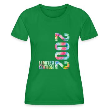 18 JAHRE 18. GEBURTSTAG LIMITED EDITION 2001 - Frauen Funktions-T-Shirt - Kelly Green - Vorne - AI Model Female 172 dark (172cm)