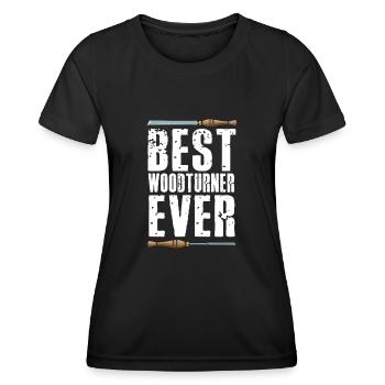 Tour à bois tournante - T-shirt sport Femme - noir - Devant - AI Model Female 172 light (172cm)