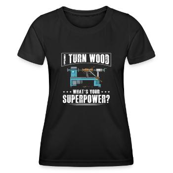 Woodturning Woodturning Wood Lathe Lathe - Women's Functional T-Shirt - black - Front - AI Model Female 172 light (172cm)