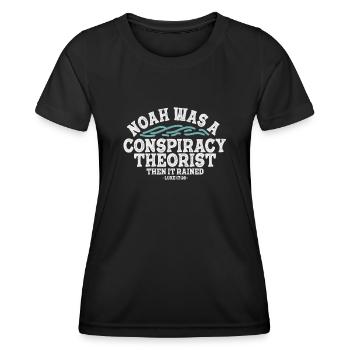 Noé était un théoricien du complot et il pleuvait - T-shirt sport Femme - noir - Devant - AI Model Female 172 light (172cm)