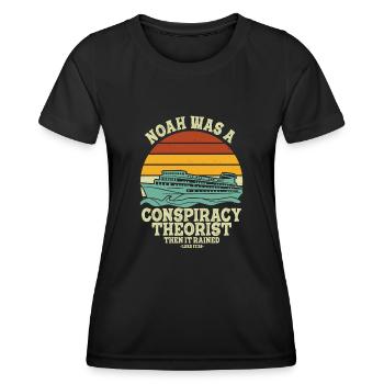 Noé était un théoricien du complot et il pleuvait - T-shirt sport Femme - noir - Devant - AI Model Female 172 light (172cm)