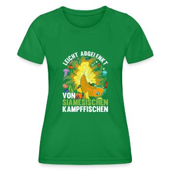 Ozean Tier Meeresbewohner Lustiges Kampffisch - Frauen Funktions-T-Shirt - Kelly Green - Vorne - AI Model Female 172 dark (172cm)