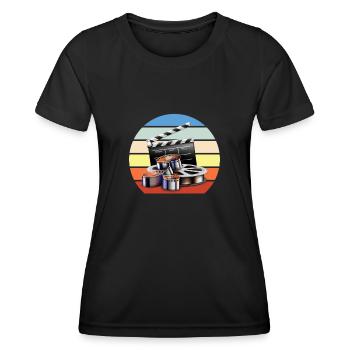 Vintage Film Clapper Director Musical Actor - Frauen Funktions-T-Shirt - Schwarz - Vorne - AI Model Female 172 light (172cm)