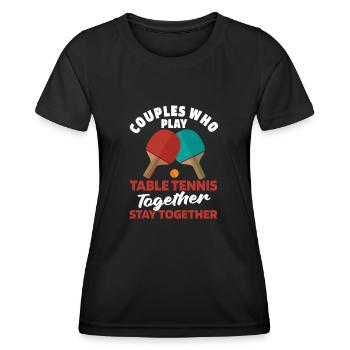 Tischtennis Pingpong Paar - Frauen Funktions-T-Shirt - Schwarz - Vorne - AI Model Female 172 light (172cm)