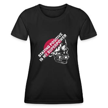 Rester positif est mon superpouvoir - T-shirt sport Femme - noir - Devant - AI Model Female 172 light (172cm)