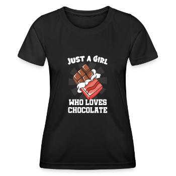 Schokolade - Frauen Funktions-T-Shirt - Schwarz - Vorne - AI Model Female 172 light (172cm)