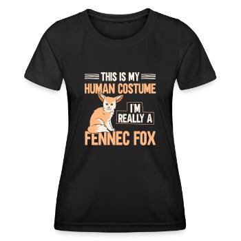 Fennek Fuchs Fennec Fox Wüstenfuchs - Frauen Funktions-T-Shirt - Schwarz - Vorne - AI Model Female 172 light (172cm)