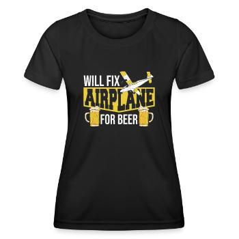 Will Fix Airplane For Beer Aircraft Mechanic - Women's Functional T-Shirt - black - Front - AI Model Female 172 light (172cm)