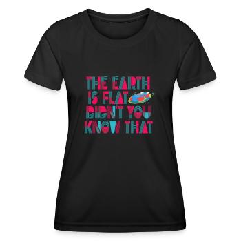 La terre est plate, vous ne le saviez pas ? - T-shirt sport Femme - noir - Devant - AI Model Female 172 light (172cm)