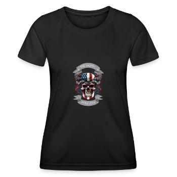 One Badass Bonus Papa Viking Skull American Flag2 - T-shirt sport Femme - noir - Devant - AI Model Female 172 light (172cm)