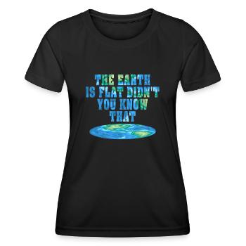 La terre est plate, vous ne le saviez pas ? - T-shirt sport Femme - noir - Devant - AI Model Female 172 light (172cm)