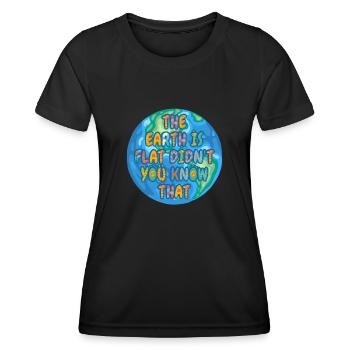 La terre est plate, vous ne le saviez pas ? - T-shirt sport Femme - noir - Devant - AI Model Female 172 light (172cm)