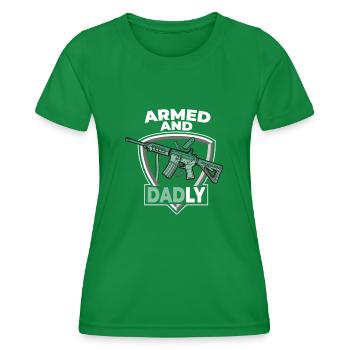 Armed and paternal Funny paternal fathers - Women's Functional T-Shirt - kelly green - Front - AI Model Female 172 dark (172cm)