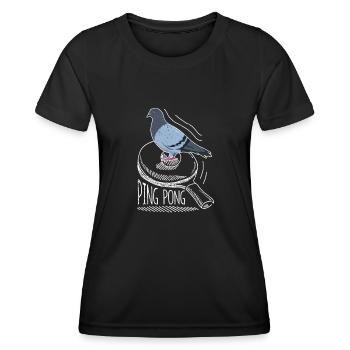 Pingeon Ping Pong Lover Funny Table Tennis Game - Women's Functional T-Shirt - black - Front - AI Model Female 172 light (172cm)