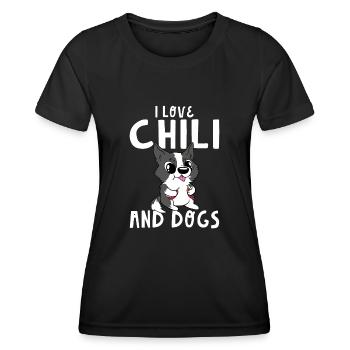 Nourriture épicée Poivre Drôle mignon J’aime le Chili et les chiens - T-shirt sport Femme - noir - Devant - AI Model Female 172 light (172cm)