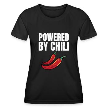 Propulsé par Chili Hot Spicy Lover Cute Funny Red Pe - T-shirt sport Femme - noir - Devant - AI Model Female 172 light (172cm)