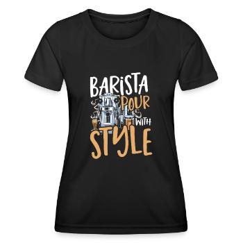 Barista donne un barista avec style - T-shirt sport Femme - noir - Devant - AI Model Female 172 light (172cm)