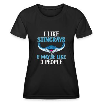 Raies pastenagues, raies manta, raies océaniques, raies - T-shirt sport Femme - noir - Devant - AI Model Female 172 light (172cm)