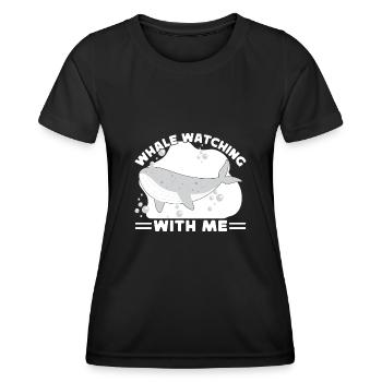 Whale Watching With Me Whales Aquarist Gift - Frauen Funktions-T-Shirt - Schwarz - Vorne - AI Model Female 172 light (172cm)