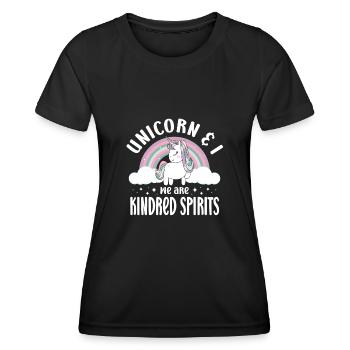 Vintage Rainbow Unicorn & I - Close Buddies Spirit - T-shirt sport Femme - noir - Devant - AI Model Female 172 light (172cm)
